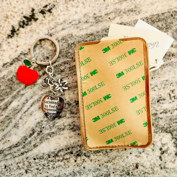 Teachers gift keychain & Adhesive Cell Phone Card Holder Case  - Picture 5 of 6